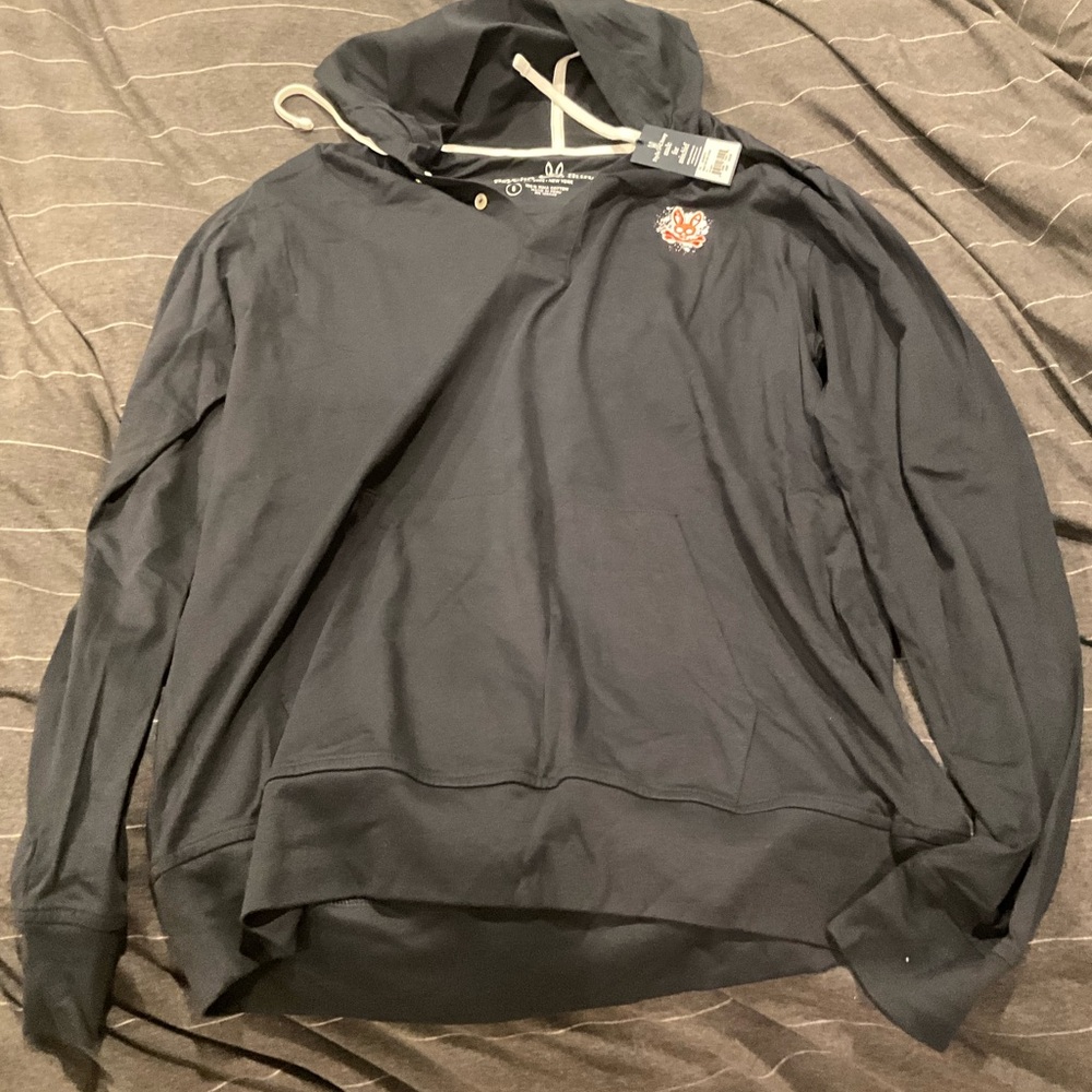 Psycho Bunny Black Hoodie with Red Embroidered Logo
